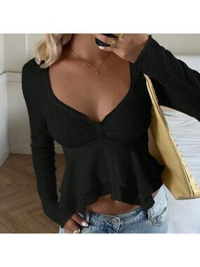 Black Casual Women's Long Sleeve T-Shirt